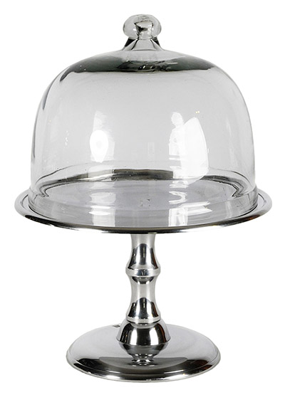 Aluminium Cake Stand With Glass Dome - Click Image to Close